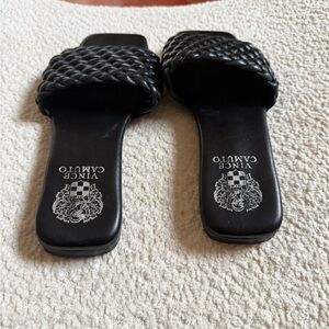 Vince Camuto Black Braided Slide Sandals